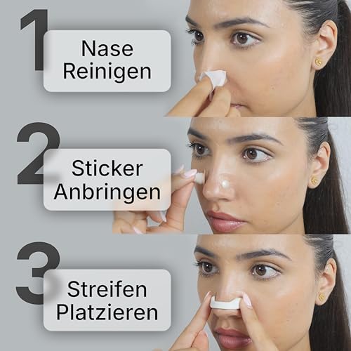 Nevora® Magnetische Nasenklammer | 30 Tage Vorrat | Starker Kleber | Anti-schnarch Nasenpflaster und Alltag | Nasenpflaster Magnet | Nose Strips Schnarchstopper | Nasenstrips Nose Tape (Schwarz)