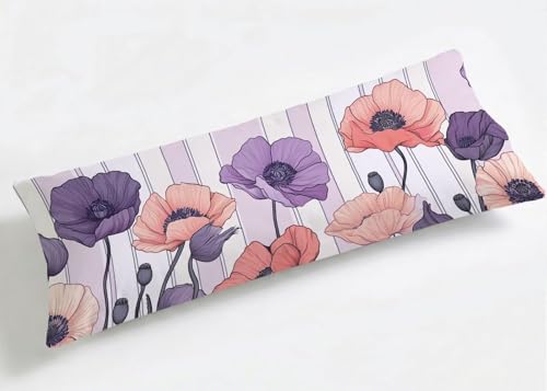 Taie de Traversin 90 cm Simple Housse Traversin 90x30cm Fleurs, Longue Oreiller de Corps Grossesse Luxe, Fermeture Éclair Invisible, Confortable Taie Oreiller Velours pour Déco Canapé Lit K8-1106