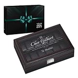 Maverton Boîte à Montres avec le couvercle transparent - Étui en Cuir Synthétique Noir pour 12 Montres - Boîte de Rangement à Personnaliser – Cadeau d’anniversaire pour l’homme - citation