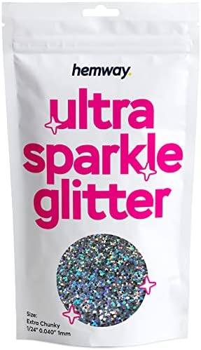 Hemway Premium Ultra Sparkle Glitter Multi Purpose Metallic Flake for Arts Crafts Nails Cosmetics Resin Festival Face Hair - Mother of Pearl Iridescent - Ultrafine (1/128" 0.008" 0.2mm) 100g / 3.5oz