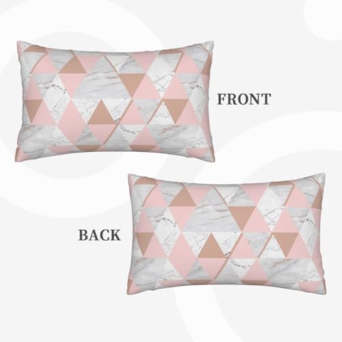 Patrón de mármol Triangular de Oro Rosa,Funda de Almohada Decorativa de poliéster, Suave, 30 x 50 cm