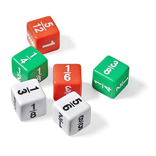 hand2mind Fraction Dice Montessori Math Materials for Kids to Learn Fraction Equivalence Math Manipulatives 4th Grade Fraction Dice, Homeschool Supplies (Set of 6)
