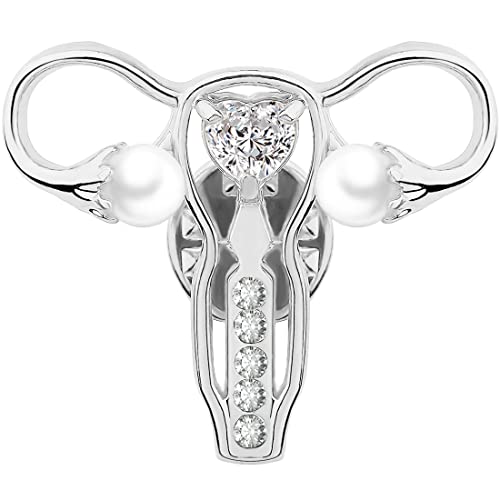 Broche de patrón de útero femenino Pin Cuerpo Órgano Patrón de útero Pin Personalidad Joyería médica, broche de perlas para médicos Enfermera, regalos de joyería, plata Cover