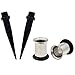 1 Gauge(1G-7mm) 4 Piece Ear Stretching Kit Black Acrylic Tapers and Steel Single Flared Tunnel Plugs