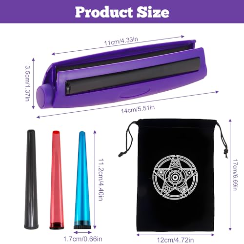 CHmiss 110 mm draagbare handmatige roller voor het rollen van sigaretten, 4 stuks hard plastic voor sigaretten, draaibank, sigaretten, rolmachine, met zwarte hoes - Afbeelding 3