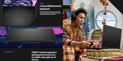 Image of HP OMEN AI Gaming Laptop 17.3 inch 240Hz IPS QHD Display (AMD Ryzen AI 9 365, GeForce RTX 5070 8GB, 64GB DDR5, 512GB PCIe SSD, RGB KB, WiFi 6, Webcam, Bluetooth 5.4, Win 11 Pro) w /DKZ USB Port Expander
