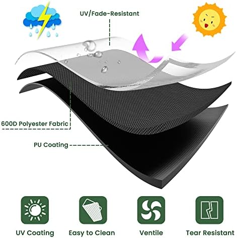 UDODIY 3 Seater Garden Swing Cover, 600D Oxford Fabric Large Outdoor Garden Hammock Cover with Zips, Waterproof Windproof Dustproof Furniture Protective Cover-Black (220x125x170cm)