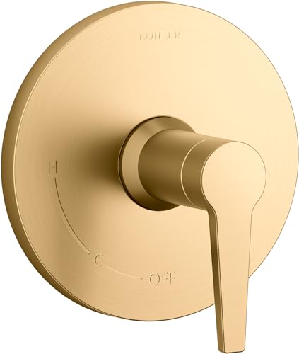 Juego de grifería para ducha Kohler TS74042-4-2MB Pitch Rite-Temp, acabado en latón cepillado vibrante moderne, solo trim, requiere válvula miniatura 1