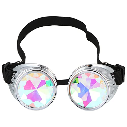 LIFKOME Steampunk Goggles Glasses Kaleidoscope Lens Rainbow Crystal for Photo Props Festival Costumes
