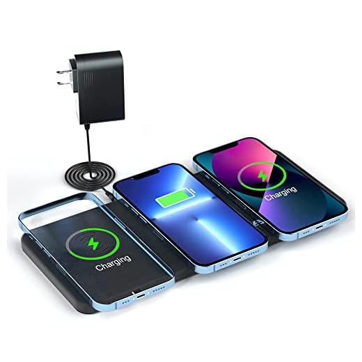 Je Station de Charge sans Fil Chargeur, Triple Ultra-Mince certifié Qi 3 Appareils Chargeur Induction pour iphone 12/12 Pro/12 Mini/12 Pro Max/Se 202/XR/AirPods Pro, Galaxy S20 séries, Huawei, Xiaomi