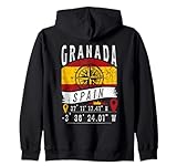 ¡Abraza tu ADN con este diseño de Granada! Con la bandera de España y las coordenadas GPS de Granada, Latitud y Longitud.