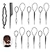 NITAIUN 14Pcs Capelli che Designa Attrezzo Intrecciare Set Acconciature Capelli Rendere Kit Ponytail Tail Styling Topsy Tool Hair Braid per Capelli con Pettine per i Tipi Tutti i Capelli (14 Pezzi)