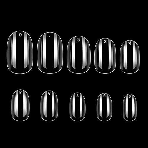 Makartt Kurze Ovale Nagelspitzen, 500 Stück Drücken Sie auf den Nägeln Full Cover Acrylnägel Runde Falsche Nägel 10 Größen für Nail Art Cover