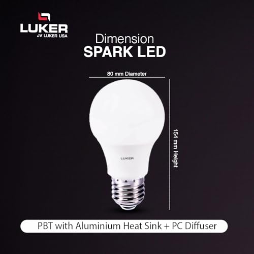 Image of LUKER JVLuker 18W LED Bulb B22 Base Energy Efficient 2 Star Light 120 Degree Wide Beam Coverage High CRI Surge Protection Lights for Home and Office, 1 Year Warranty (Pack of 4, White)