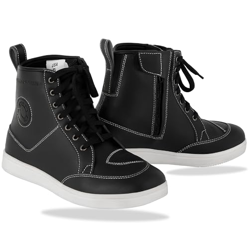 Vaster Moto Botas Moto Hombre, Transpirables, Reforzadas, Ligeras Botas de Moto Adventure Touring con Sistema de Cierre Rápido ATOP, Protección de Tobillos, Suela Antideslizante Negro (Black, 43)