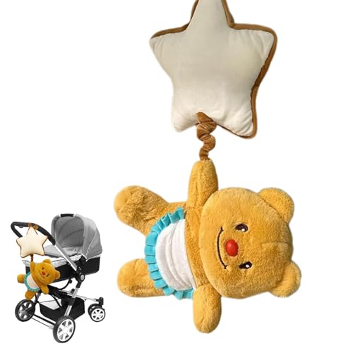 Baby Stroller Pendse Bell, Baby Stroller Rattle Toy - Beuth Bear Fehip Celled Campana con sonajero de asiento de asiento de estrellas,Actividad Soft Sensory Toy Chime Música Música para niños y cumple