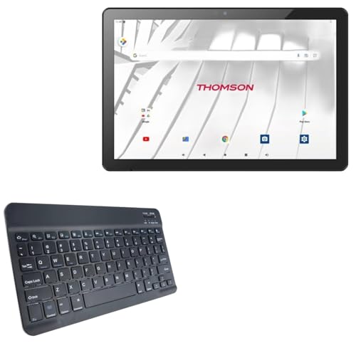 BoxWave Keyboard Compatible with Thomson 4G Tablet (10.1 in) - SlimKeys Bluetooth Keyboard, Portable Thin with Chiclet-Style Keys - Jet Black