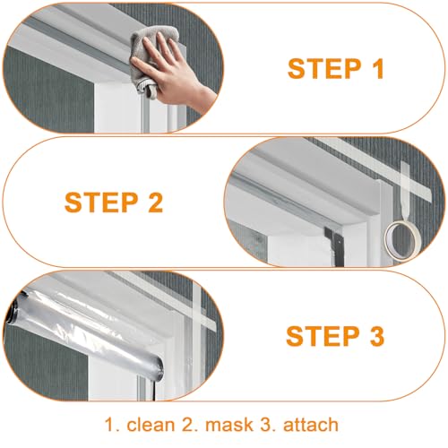 BigKing Staubdichte Tür mit Reißverschluss, U-förmig, transparente Abdeckung, 220 × 110 cm, Anti-Staub-Folie für Heimdekoration, Renovierung und Neubau (1 Stück, transparent)