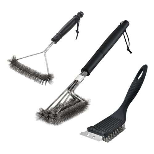 lifactlab. バーベキュー 掃除 網 ブラシ BBQ キャンプ 清掃 道具 鉄板 金網ブラシ 焦げ落とし 3本セットのサムネイル