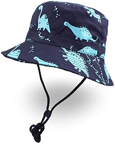 XIAOHAWANG Baby Boy Bucket Toddler Kids Sun Hat UPF 50+ Wide Brim Outdoor Beach Caps Play hat (Big Dinosaur, S (12-24 Months))