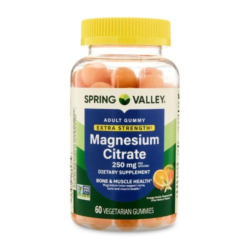 Spring Valley Extra Strength Magnesium Gummies for Bone and Muscle Health 250mg 60ct + Sticker.
