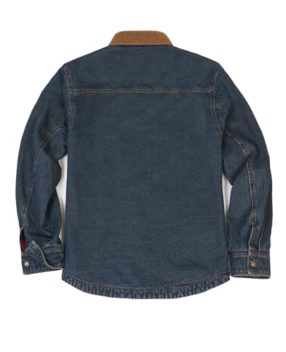 ZENTHACE Men's Flannel Lined Denim Washed Work Shirt Jacket, Fall Winter Utility Jean Shacket2