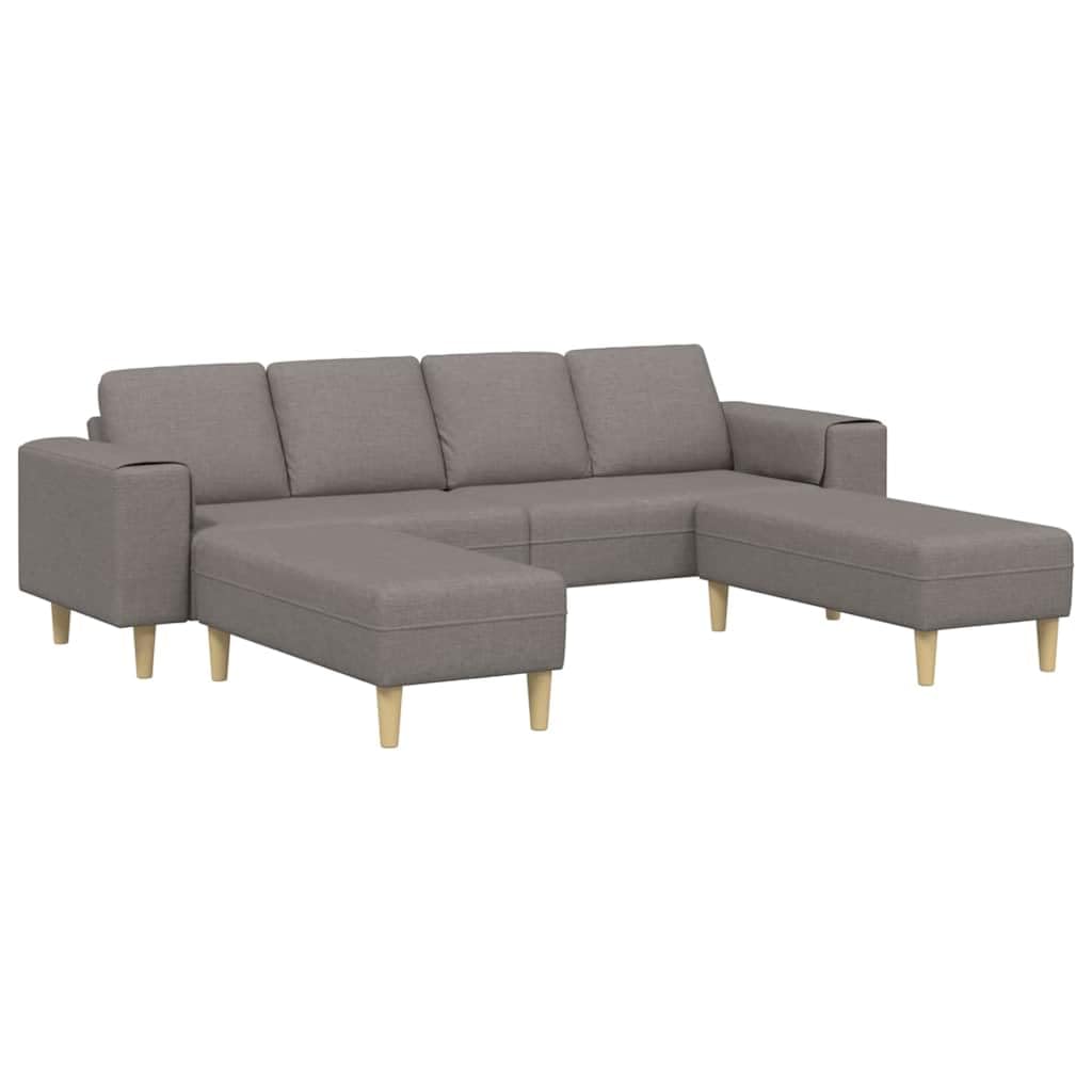 4-Sitzer Taupe Sofa Stoff Atmungsaktiv Modern 208 cm breit Konische Beine für Wohnzimmer Büro und Chill-Ecke