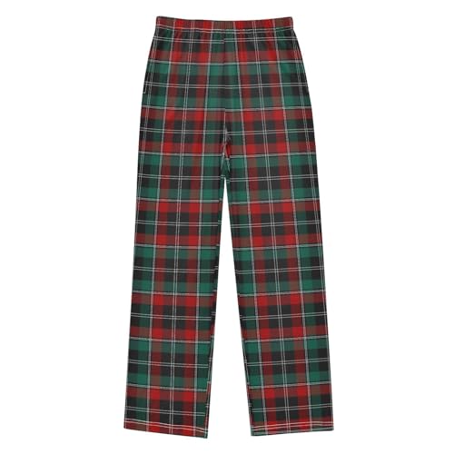 Christmas New Year Tartan Plaid Boys Pants for Kids Jogger Pants with Pockets S-XL