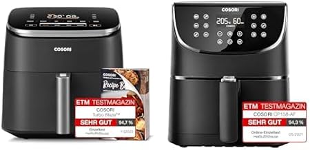 COSORI Heißluftfritteuse XXL Turbo Blaze, 6L Airfryer mit 5 Geschwindigkeitsstufen & Heißluftfritteuse 5,5L XXL Friteuse Heissluft Fritteusen Air Fryer mit Digitalem LED-Touchscreen