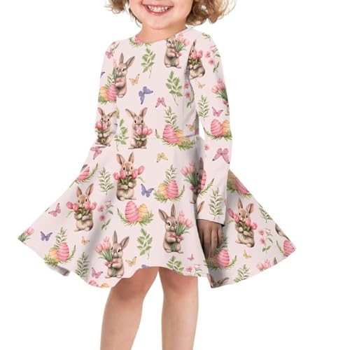 Upetstory Girls Dress Long Sleeve Pleated A Line Flowy Dresss Clothes 2-14Years3