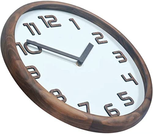 Nuliping 13.6 Inch Wooden Frame Wall Clock For Bedroom Or Living Room Decor Non-Ticking Quartz Clock With Raised Numbers And Battery Operated Modern Style For Office School Kitchen (Brown) #TOP6
