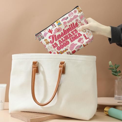 DJHUNG Nashville Travel Gift Cosmetic Bag Nashville Lover Gifts Makeup Bag Country Music Themed Gifts for Traveller Women Friends Sister Birthday Christmas Bachelorette Party Favors Girls Trip Gifts - Image 5