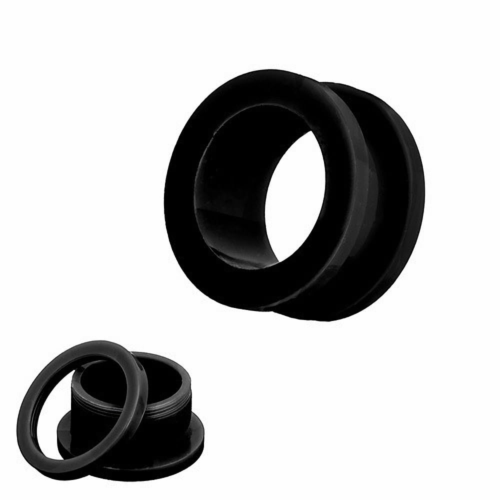 2 Stück Schwarzes Acryl Dual Ausgestellt Ohrstöpsel Tunnel Piercing-Schmuck 12g(2mm)