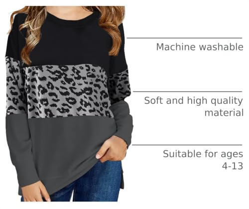 Image of SELINK Girls Big Kids Long Sleeve Striped Color Block Pocket Tees | Casual Loose Fit With Side Pockets,Soft Stretch Polyester Blend For Big Girls Daily&Back To School Wear