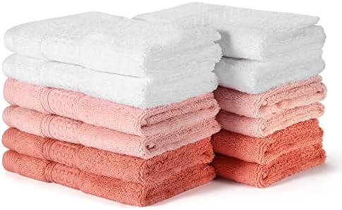 Bathroom Wash Clothes - Premium Face Cloths Washcloths 12 Pack, Ultra Soft Cotton, Multicolor Luxury Bath Towels Extra Large Fluffy Sets for Sensitive Skin. Assorted Colors.