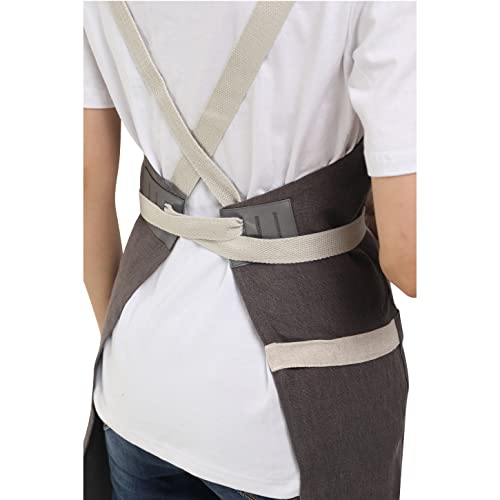 100% Natural Linen Cross Back Apron With Phone Pocket + Quick Release Buckle + 4 Pockets For Artist Kitchen, 27"W X 31"L, M-Xxl Unisex Adult #TOP1