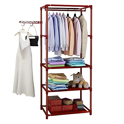 Image of COROID Digital Printed Multipurpose 6 Shelve Wardrobe,Foldable,Collapsible Fabric Wardrobe Organizer for Clothes Drawers Portable Wardrobe Clothing Space Saving Wardrobe (3-Layer, Brown)