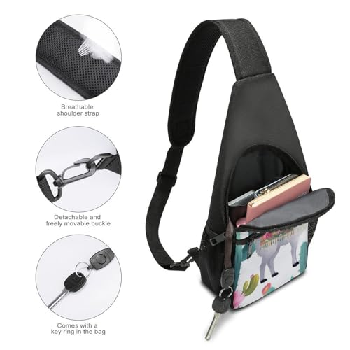 Mochila tipo sling Llama Cactus Flower para viaje y deporte miniatura 4