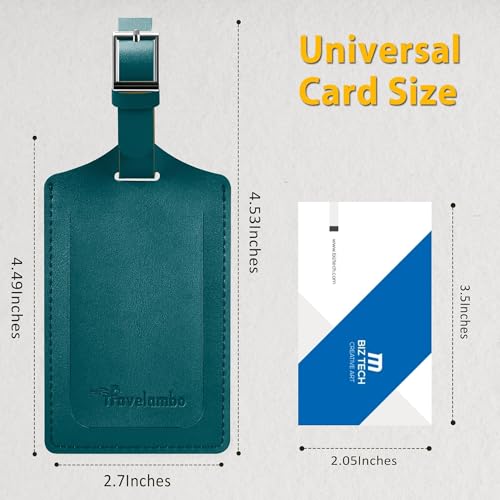 Image of Travelambo 8 Pack Luggage Tags Faux Leather for Suitcases Travel Bag Labels Travel Accessories Essential with Protection Cover ID, Summer Green, 2.7inch x 4.6 inch