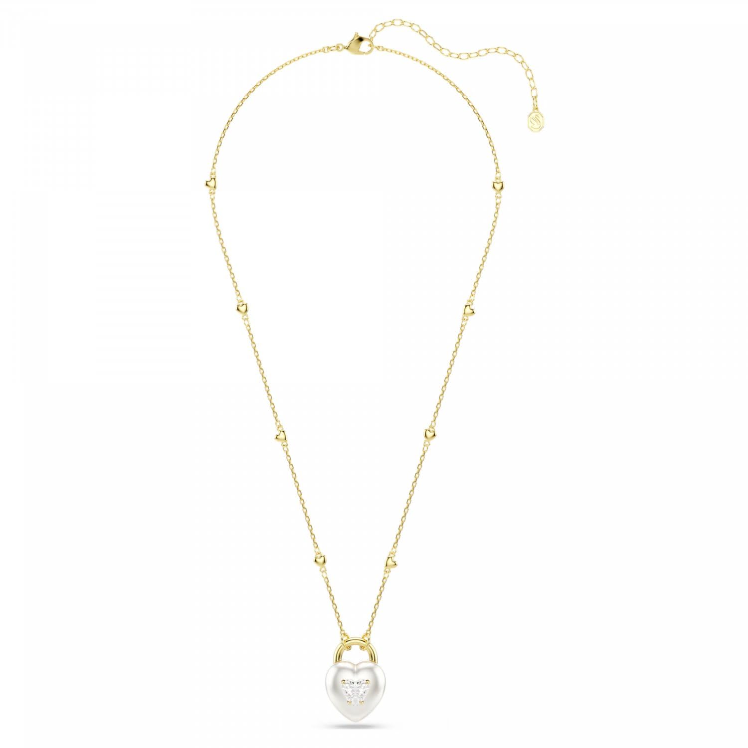 Swarovski Idyllia Anhänger, Verschiedene Schliffe, Herz, Weiß, Goldlegierungsschicht