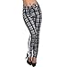 Produktbild C.G Business Karo Stretch Hose Binde Gürtel breiter Bund Treggings High Waist Grau 18303 (Schwarz, XL/XXL 42/44)