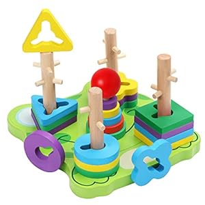 Belle Vous Houten Kikker Vorm Sorteer Stapel Puzzel Speeltje (23 Stukken) – Educatie Geometrisch Sorteer Stapel Blokken…