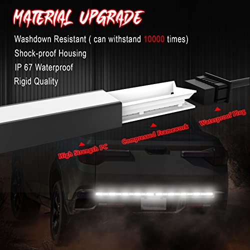 60 In Led Tailgate Light Bar For Pickup Trailer Suv Rv Van With 4-Way Flat Connector Wire - Solid Amber Turn Signal, Red Brake Running, Full Featured Reverse Running Brake Turn Signal No Drill Install #TOP4