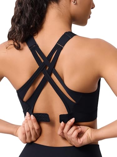 High Impact Sports Bra for Women – High Support Molded Cups, Adjustable Straps & Back Closure, Cross, Workout & Running Bra