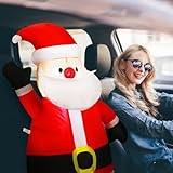 ROCEEI Christmas Inflatable Car Decoration Christmas LED Lights Decoration Xmas Blow Up Decor for Xmas Holiday Car Accessories(Santa 1)