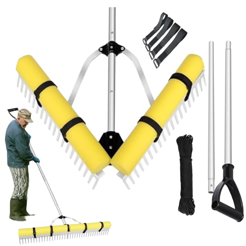 Sea Rake for Mud - Floating Landscape Rake, Algae Removal Rake, Floating Pond Weed Removal Tool with Long Handle, Pond Rake, Water Plant Rake, Cleaning