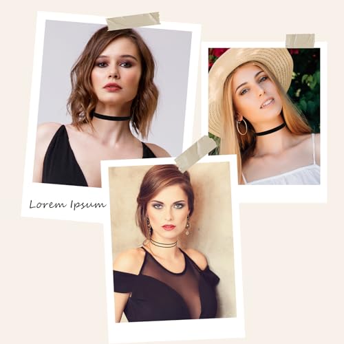Telooco 3 Stück Samt Choker Kette Damen Schwarz Halskette Gothic Samtkragen Halsband Verstellbarer Trachtenkette Damen Halloween Enganliegend Kropfband Halskette Damen-und Mädchenschmuck