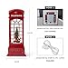 DANVON 11” Christmas Telephone Booth Snow Globe Lantern Lighted Box Night Light Battery Or USB Operated Led Lighted Water Glittering Music Playing for Home Decoration