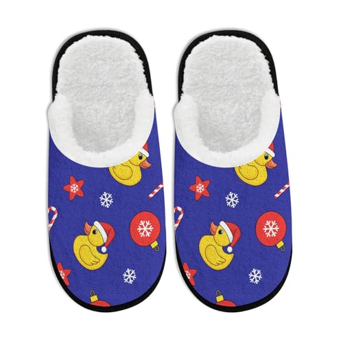 Fuzzy Slippers for Women Men Indoor and Outdoor Christmas Rubber Duck Washable Bedroom Travel Fluffy Slipper Fleece-Lined Fall Winter Warm Cozy Soft Plush Comfy House Shoes Memory Foam - Main Image