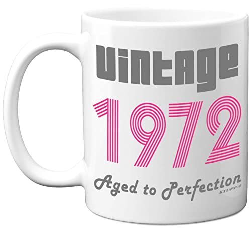 Stuff4 Regalos 50 cumpleaños mujeres hombres – Taza café vinatge rosa 1971, tazas cerámica aptas lavavajillas, taza mejor amigo cumpleaños Navidad, regalos divertidos 50 cumpleaños ella